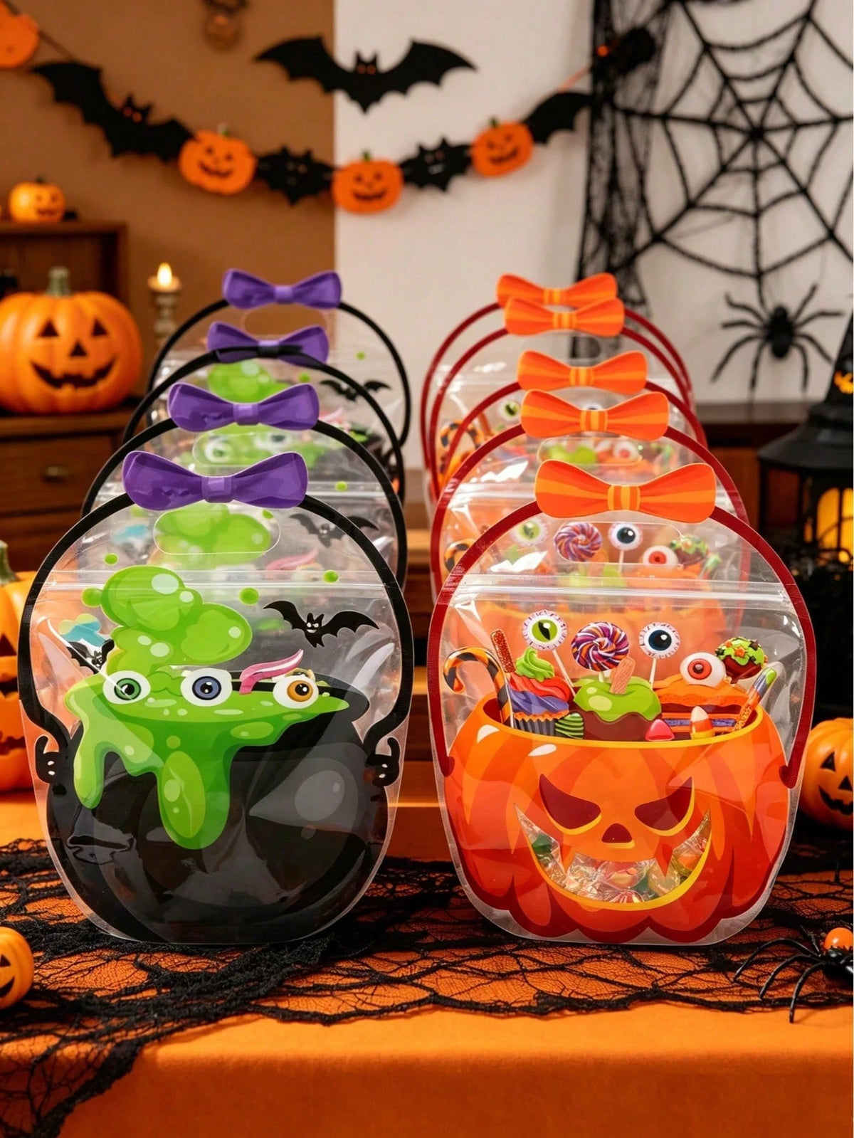 20pcs Halloween Gift Bags, Halloween Pumpkin Green Pot Mixed Style Handheld Gift Packaging Bags, Halloween Party Small Gift Bags, Halloween Trick Or Treat Candy Bags, Happy Halloween Decoration, Halloween Party Supplies, Halloween Party Sealed Dessert Bags Cookie Bags, Halloween Party Tabletop Decoration, Halloween Store Shopping Bags, Halloween Kitchen Baking Bags, Halloween Home Decor, Room Decoration, Halloween Gifts, Party Favors