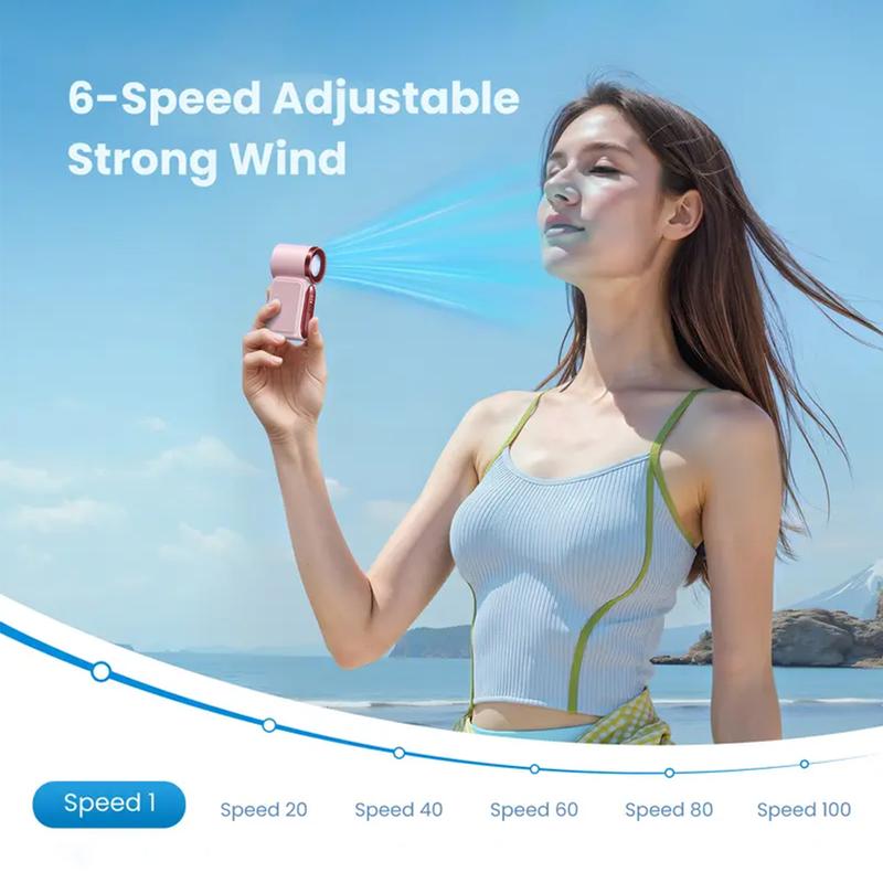 🌬️ Turbo Handheld Fan – LED Display, 6 Speeds, 3000mAh 🔋
