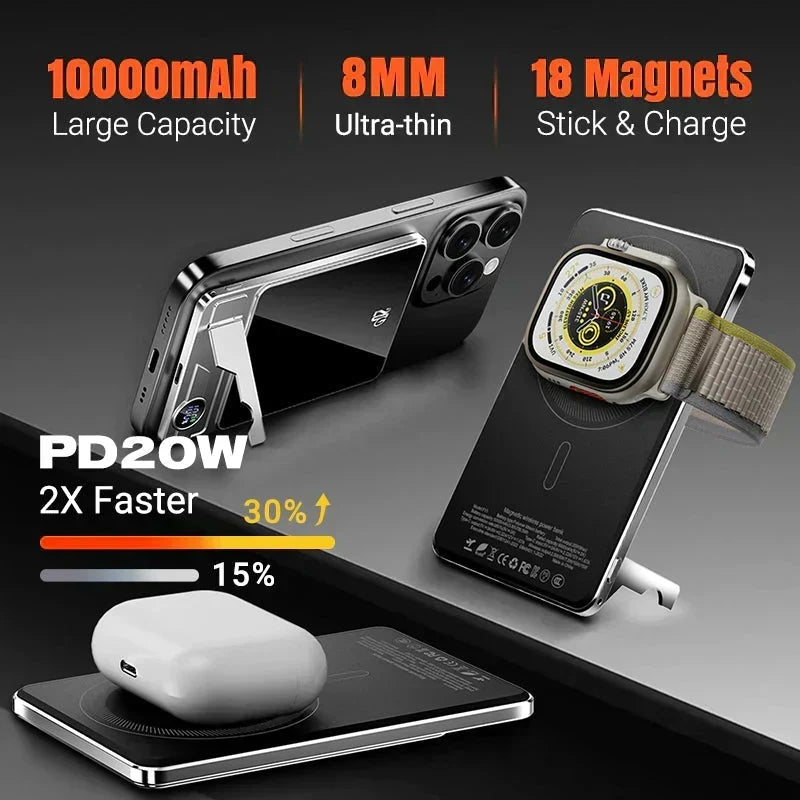 🔋50% OFF !!!✨Professional Magnetic Charger for Travelers & Professionals 🧲| 22.5W Wired & 15W Wireless | 10,000 mAh | Fast Delivery💥