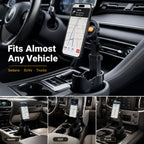 48%OFF|🔥Car Cup Holder Phone Mount – 360° adjustable, strong N52 magnet, one-handed operation, fits all phones, stable magnetic and clamp models for safe driving