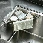 💧 Corner Sink Draining Shelf with Open Wire Rack Design