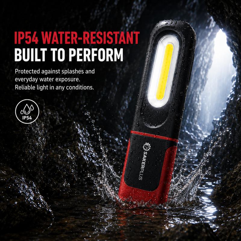 📢📢40% OFF !! ⏰SAKERPLUS Rechargeable Work Light, 3000LM COB LED Magnetic Mechanic Light with 360° Swivel Hook, 180° Adjustable Stand, Flashlight Mode, USB-C Charging, IP54 Water-Resistant for Car Repair, Garage & Camping