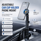 48%OFF|🔥Car Cup Holder Phone Mount – 360° adjustable, strong N52 magnet, one-handed operation, fits all phones, stable magnetic and clamp models for safe driving