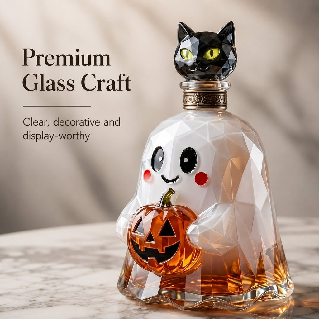 Ghost Pumpkin Halloween Decanter 🎃 🎃 Spooky Glass Whiskey Bottle