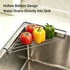 💧 Corner Sink Draining Shelf with Open Wire Rack Design