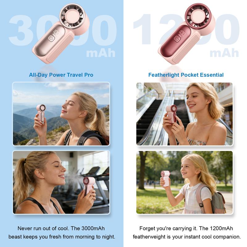 🌬️ Turbo Handheld Fan – LED Display, 6 Speeds, 3000mAh 🔋