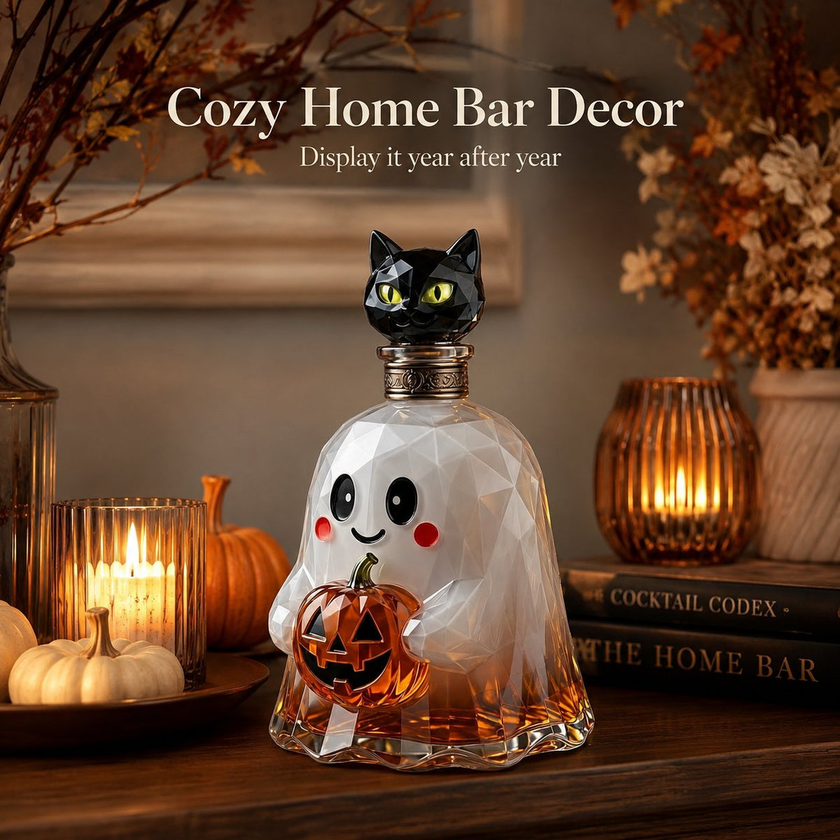 Ghost Pumpkin Halloween Decanter 🎃 🎃 Spooky Glass Whiskey Bottle