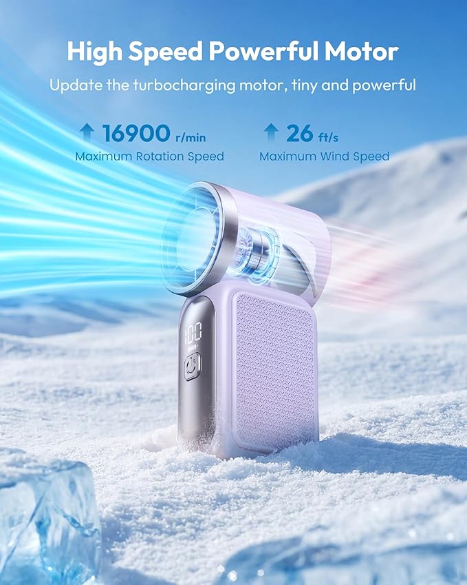 🌬️ Turbo Handheld Fan – LED Display, 6 Speeds, 3000mAh 🔋
