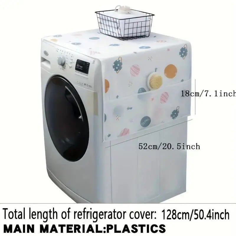Daisy Print Refrigerator Dust Cover with Storage Pockets
