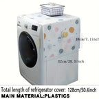 Daisy Print Refrigerator Dust Cover with Storage Pockets