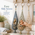🌊 Coastal Hanging Produce Storage – Handwoven Breathable Organizer with Easy Side Access