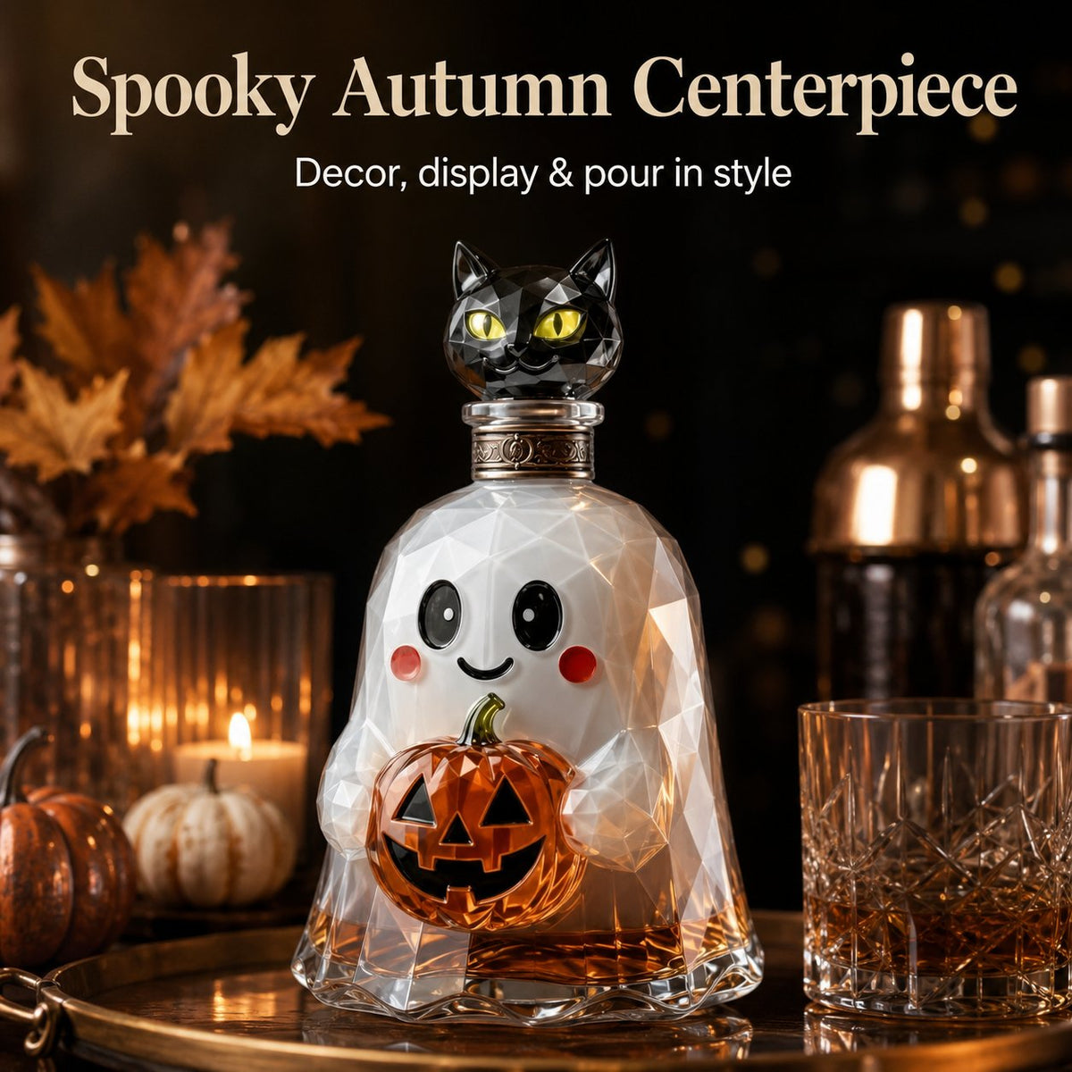 Ghost Pumpkin Halloween Decanter 🎃 🎃 Spooky Glass Whiskey Bottle