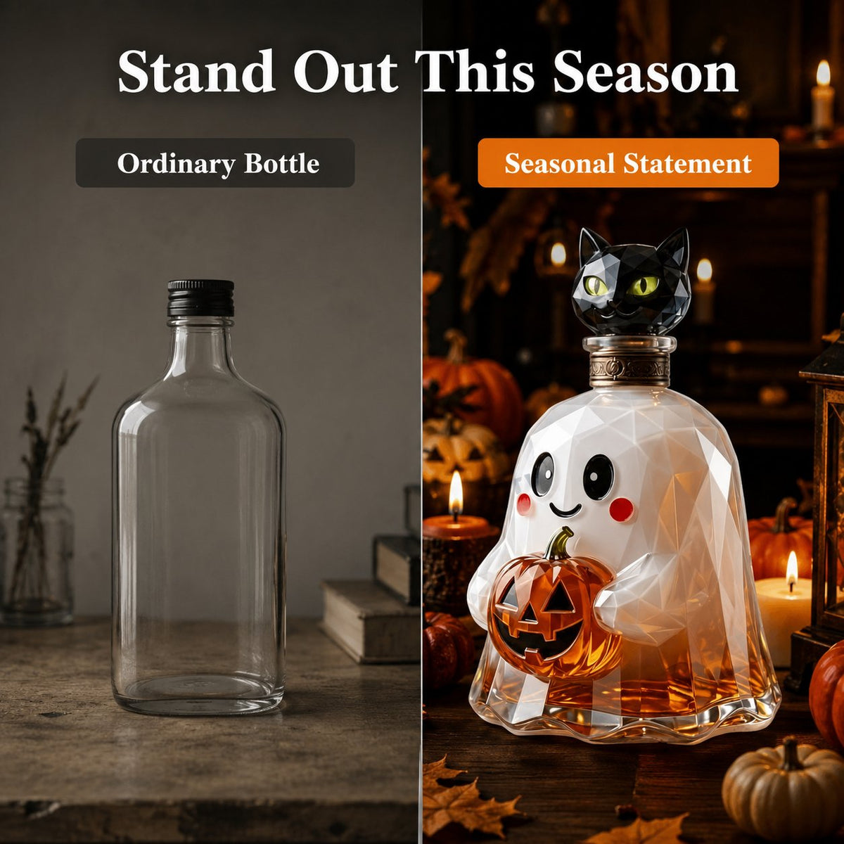 Ghost Pumpkin Halloween Decanter 🎃 🎃 Spooky Glass Whiskey Bottle