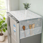 Daisy Print Refrigerator Dust Cover with Storage Pockets