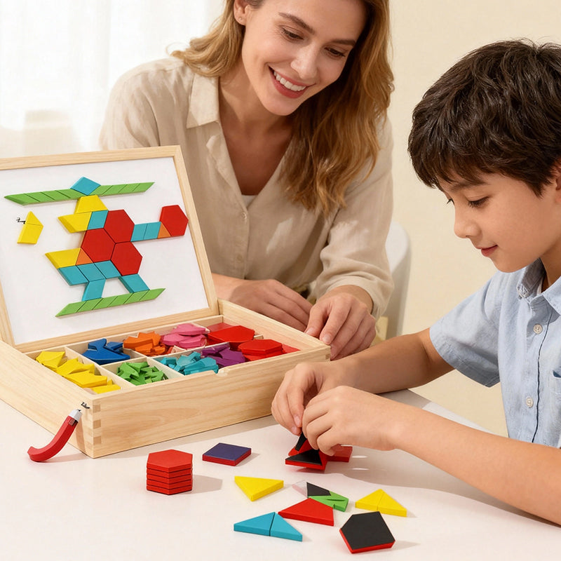 🎁🎄Christmas Sale 50% OFF!🔥Wooden Magnetic Pattern Block Puzzle Set
