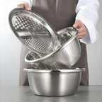 [DealsForYouDays] Multifunctional cutting machine,3-In-1 Stainless Steel Multi-Functional Strainer Set, Includes Basin/sieve/cutter, Ideal for Washing Rice Fruits Vegetables Kitchen Essentials