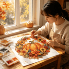 🍂 Fall Pumpkin Diamond Painting Wreath Hanging Ornament Complete DIY Kit