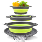 🥬 3-Piece Collapsible Colander Set – Space-Saving Kitchen Strainers for Pasta, Fruit & Vegetables