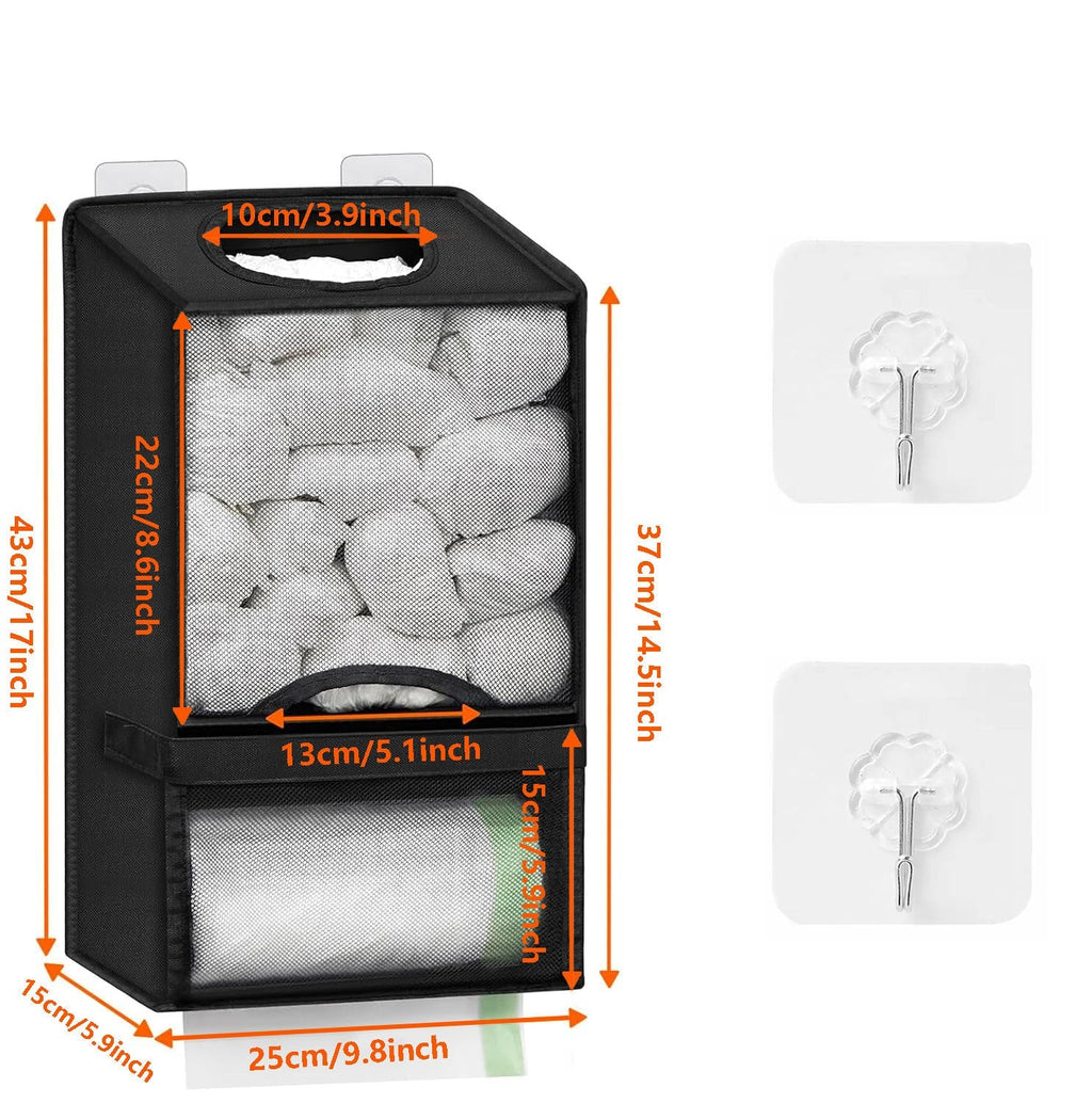 2-in-1 Durable Plastic Grocery Bag Holder, Organizing Kitchen Storage Organizer