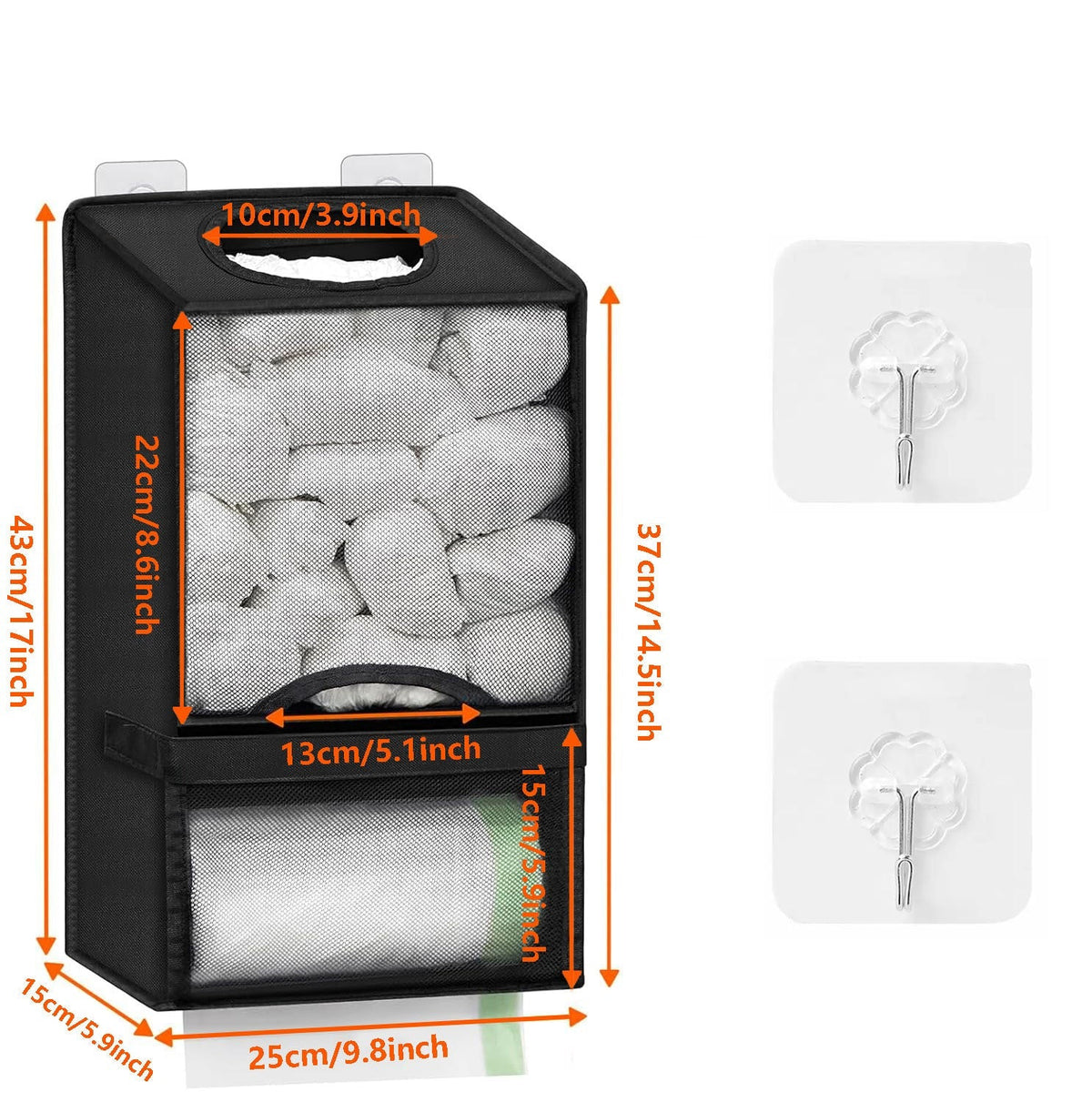 2-in-1 Durable Plastic Grocery Bag Holder, Organizing Kitchen Storage Organizer