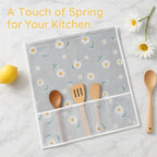 Daisy Print Refrigerator Dust Cover with Storage Pockets