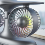 Desktop TwinFan - Compact Double Turbine Desk Fan with RGB Ambient Light for Office & Study