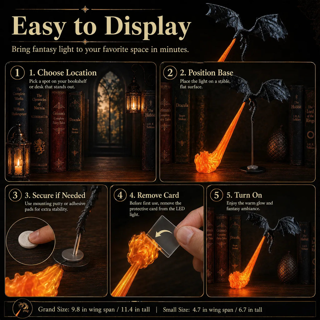 🐉 Dragon Bookshelf Nook Light  🔥