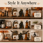 3-Piece Halloween Decor Set – Ghost, Haunted House & Pumpkins