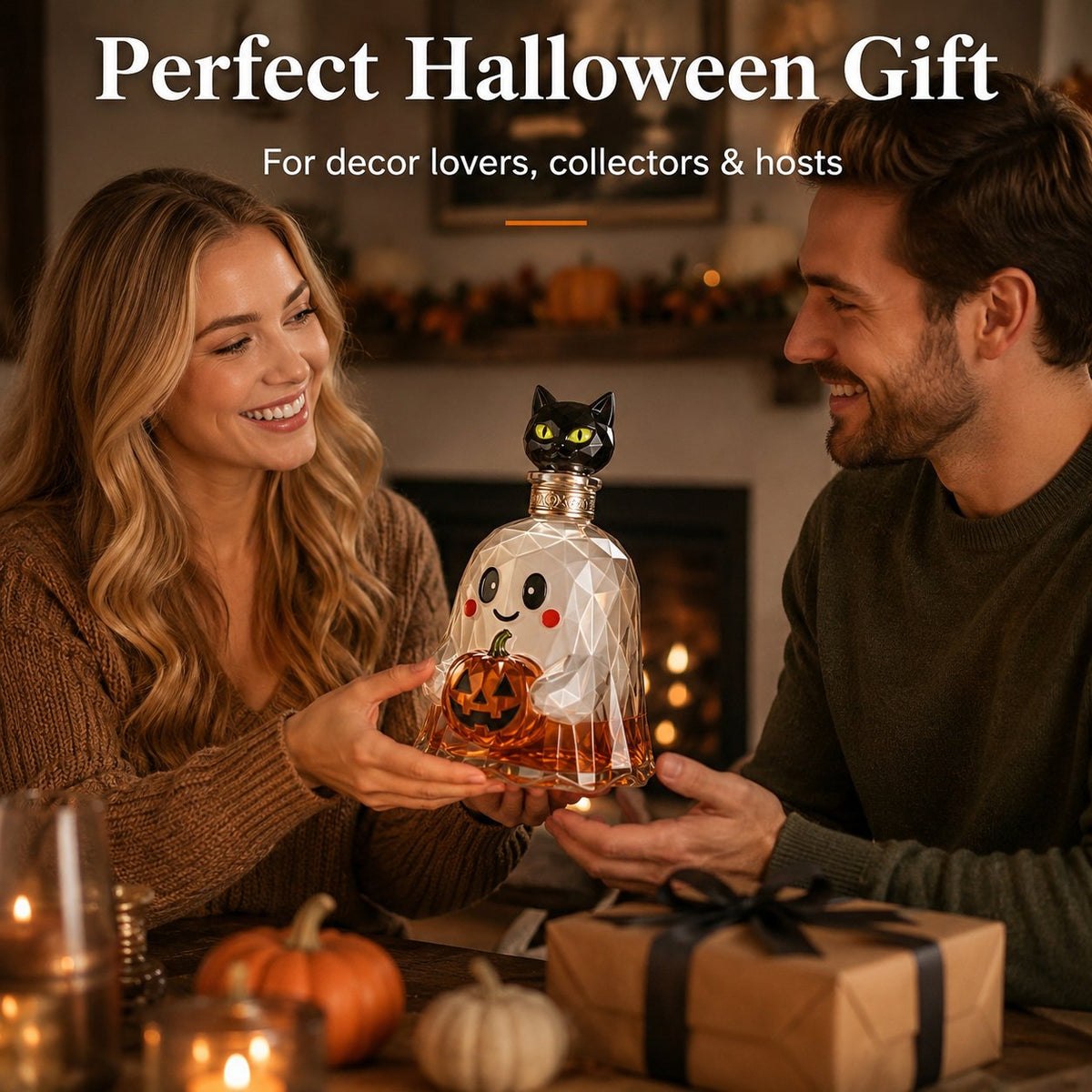 Ghost Pumpkin Halloween Decanter 🎃 🎃 Spooky Glass Whiskey Bottle