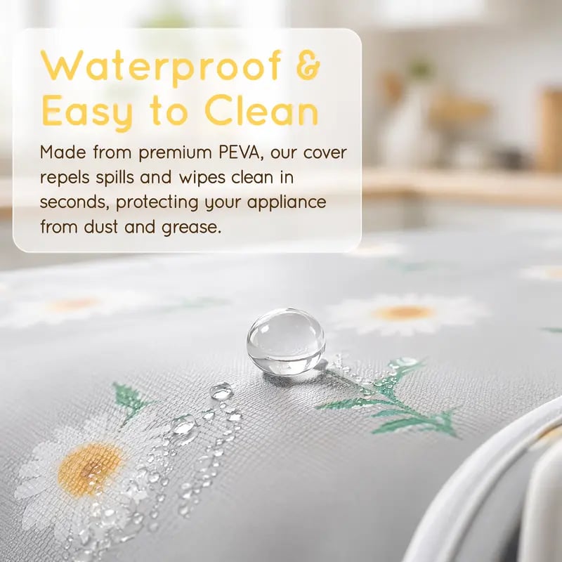 Daisy Print Refrigerator Dust Cover with Storage Pockets