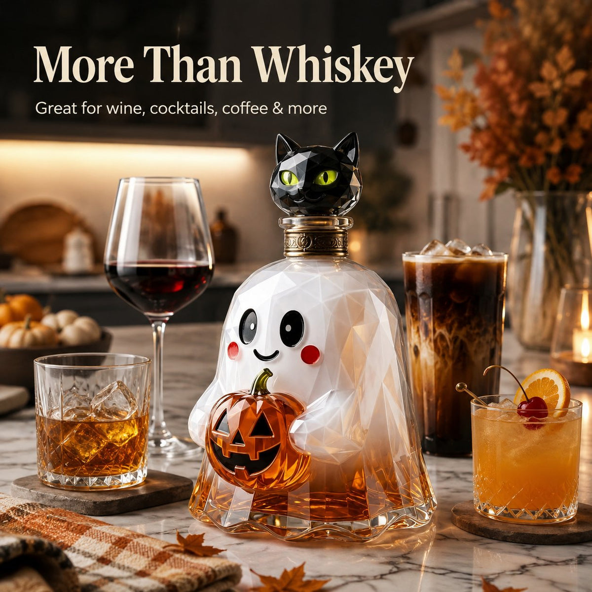 Ghost Pumpkin Halloween Decanter 🎃 🎃 Spooky Glass Whiskey Bottle