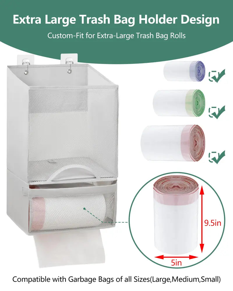 2-in-1 Durable Plastic Grocery Bag Holder, Organizing Kitchen Storage Organizer