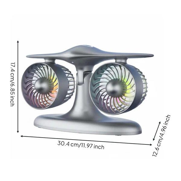 Desktop TwinFan - Compact Double Turbine Desk Fan with RGB Ambient Light for Office & Study