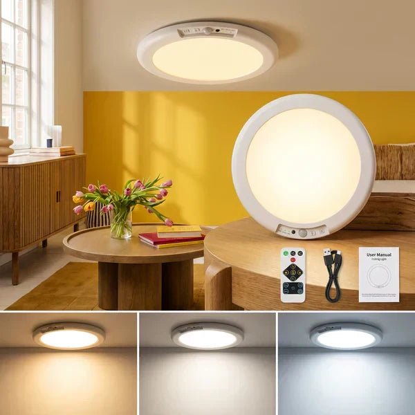 💥Big Sale-50% Off💡Rechargeable Motion Sensor Ceiling Light with Remote - Magnetic Wireless Ceiling Light Battery Powered