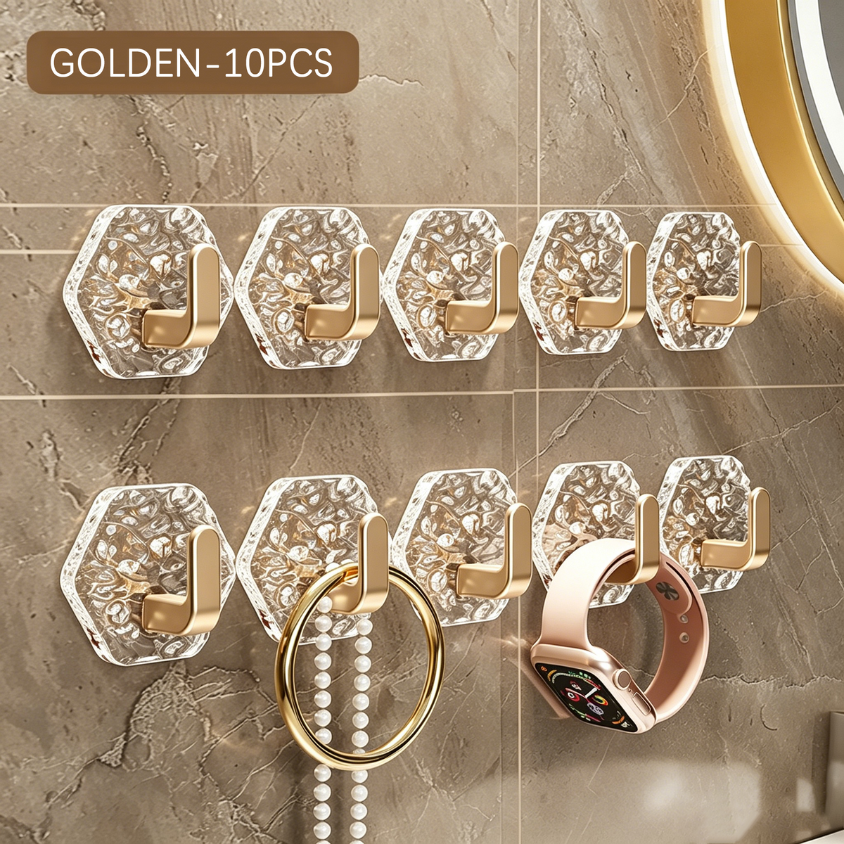 🏆LAST DAY SALE 49% OFF!!🎁🔥Hexagon Ripple Self-Adhesive Hooks – Heavy Duty, Waterproof & Rustproof✨ No Drilling • Strong Hold • Easy Install