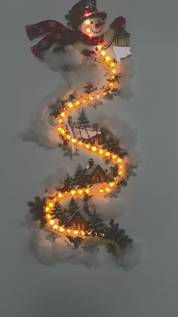 Christmas Magic Trail Wall Light-LED Glowing Christmas Scene Wall Decoration,Santa Sleigh Reindeer Hanging Decoration for Party
