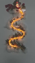 Christmas Magic Trail Wall Light-LED Glowing Christmas Scene Wall Decoration,Santa Sleigh Reindeer Hanging Decoration for Party