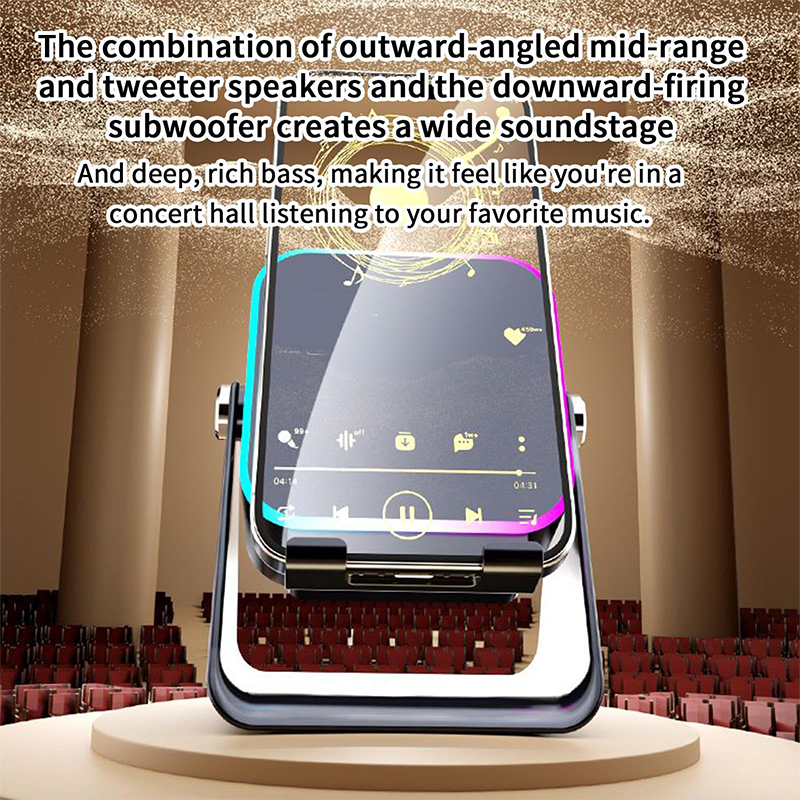 🎶📱5-in-1 Wireless Induction Bluetooth Speaker with Adjustable Phone Stand