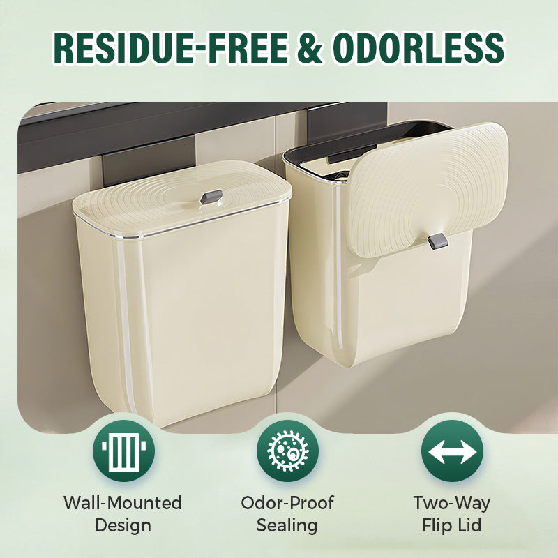 Hanging Kitchen Bin with Lid – No Smell, Space-Saving Rubbish Bin for Cabinet/Wall Use