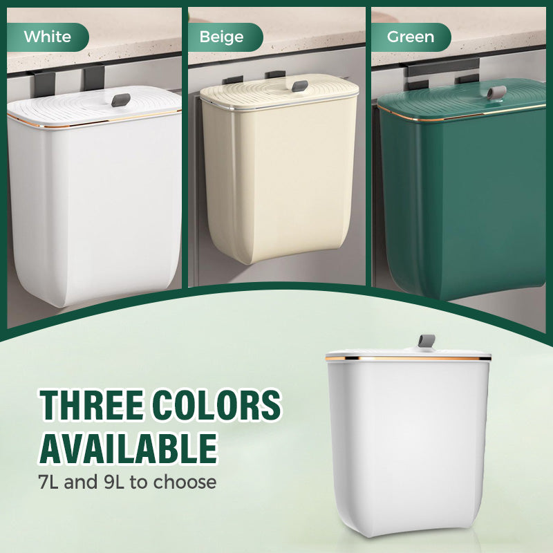 Hanging Kitchen Bin with Lid – No Smell, Space-Saving Rubbish Bin for Cabinet/Wall Use