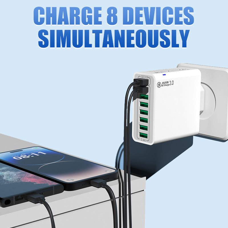 ⚡8-Port USB Fast Charging Mobile Phone Charger