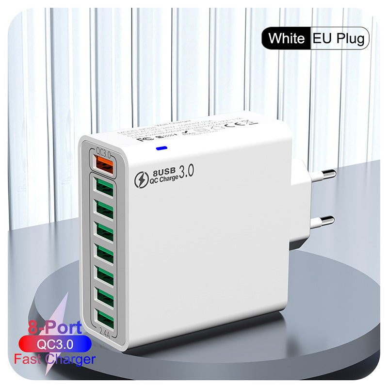 ⚡8-Port USB Fast Charging Mobile Phone Charger