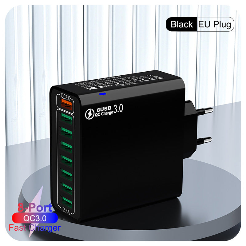 ⚡8-Port USB Fast Charging Mobile Phone Charger