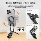 📢📢49% off!! ⏰ Magnetic Mount – 5-in-1 Mini Tripod with Dual MagSafe Magnets, Foldable Hook & Arca-Swiss Base! 📱🎥