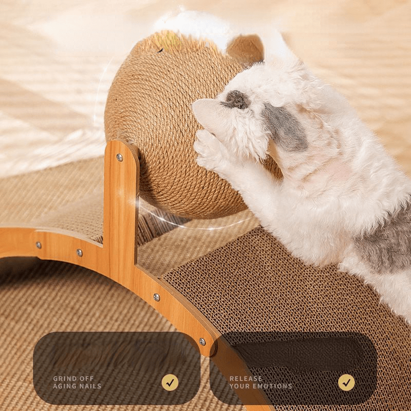 🐱 49% OFF NOW! 💖 Natural Sisal Cat Scratching Ball With Cardboard Pad – Satisfies Scratching, Durable Sisal & Protects Furniture 🧶