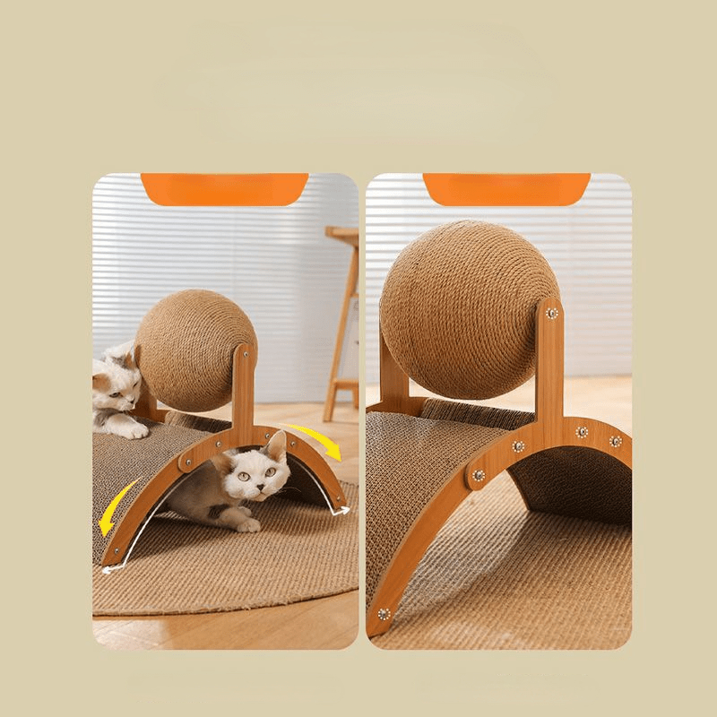 🐱 49% OFF NOW! 💖 Natural Sisal Cat Scratching Ball With Cardboard Pad – Satisfies Scratching, Durable Sisal & Protects Furniture 🧶