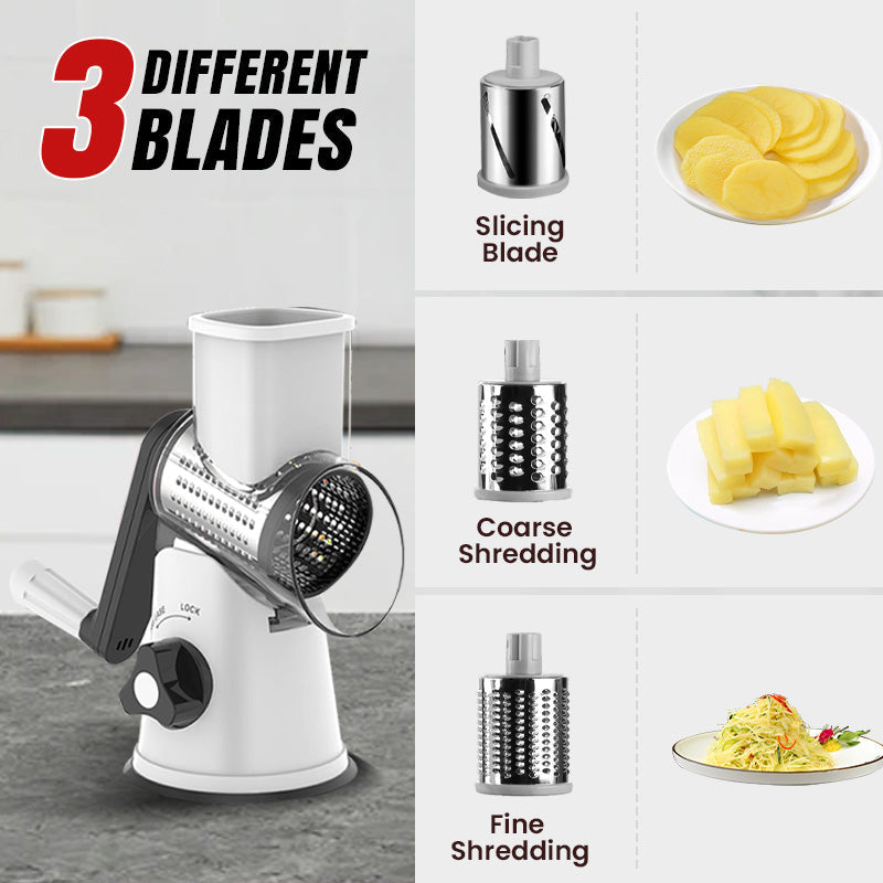💖Limited-time offer🥗3 in 1 Rotary Cheese Grater Vegetable Slicer