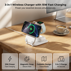 🔥HOT SALE＆50％OFF🔥Foldable Magnetic Wireless Charger 3-in-1 – Portable Charging Station for Phone, Watch & Earbuds