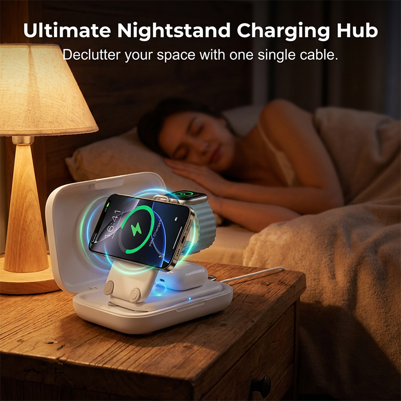 🔥HOT SALE＆50％OFF🔥Foldable Magnetic Wireless Charger 3-in-1 – Portable Charging Station for Phone, Watch & Earbuds