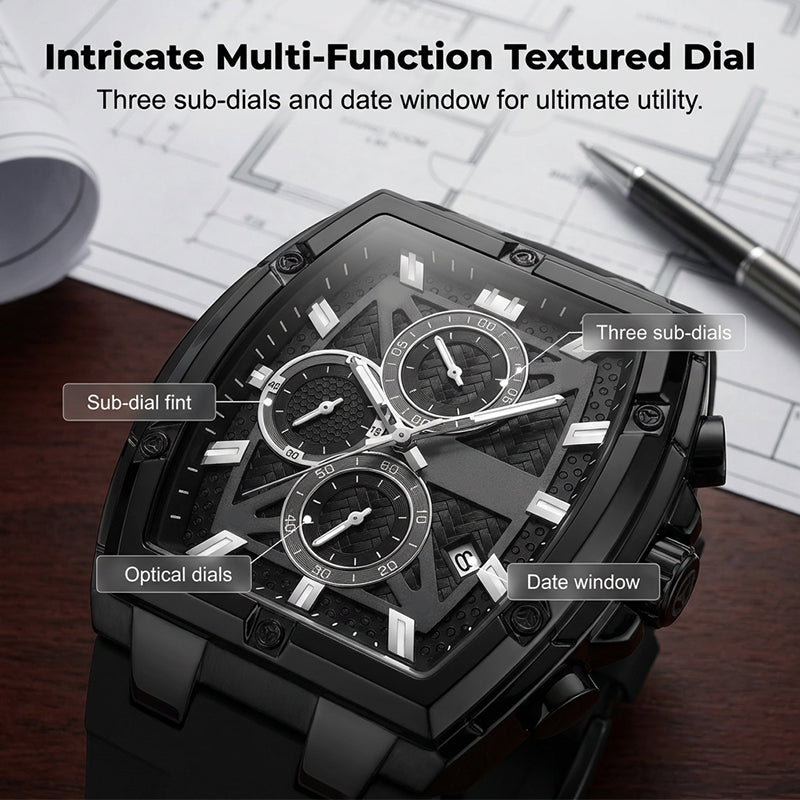 Modern Barrel-Shaped Case Watch for Men